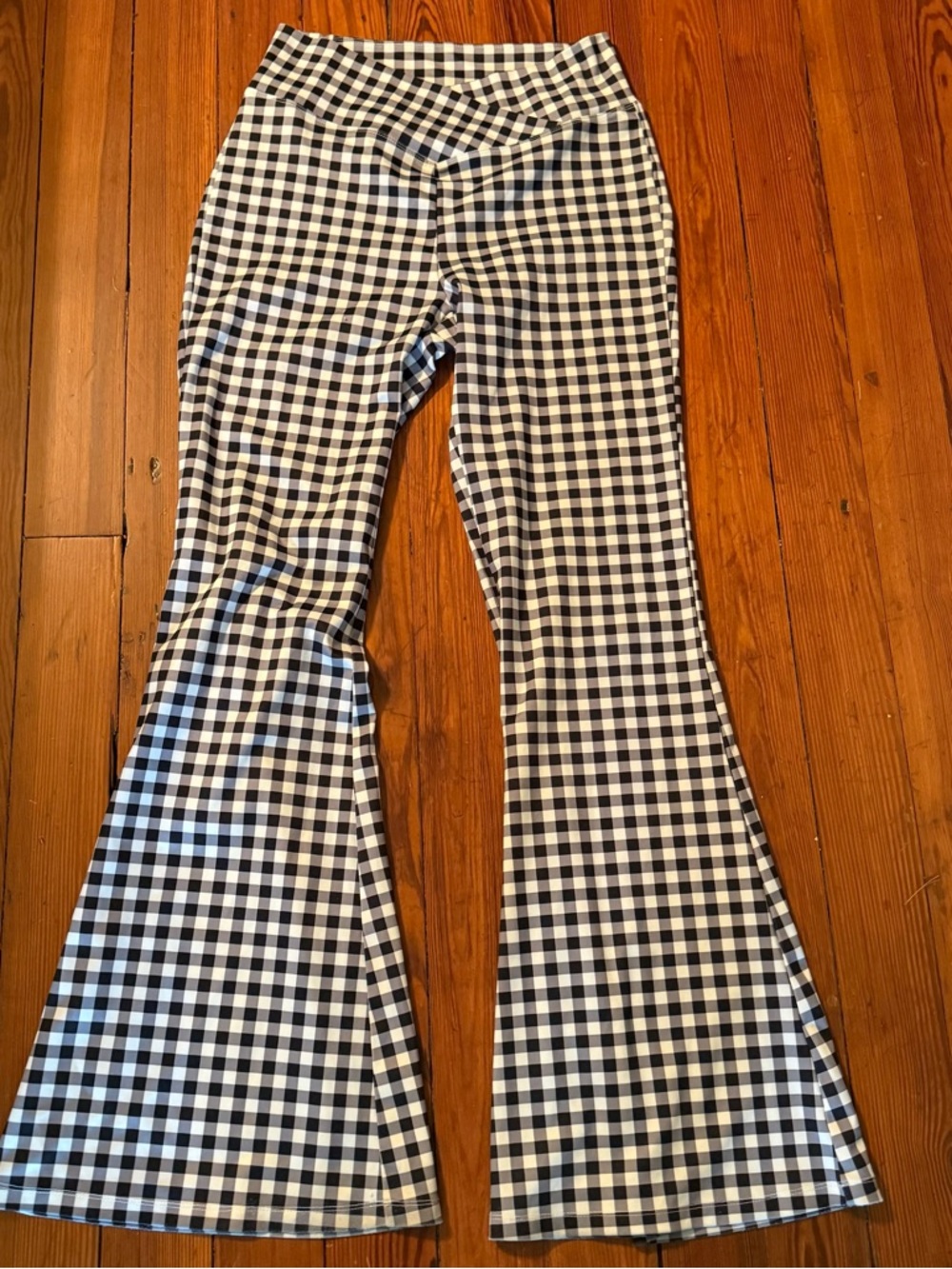 HALARA Gingham Crossover Waist Wide Leg Leggings